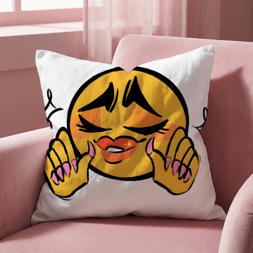 S-Soybean Expression2 EMOTICON Cushion Cover Multi-Scene Pillow Cover for Home & Car - Reversible, Soft & Durable for Daily Use