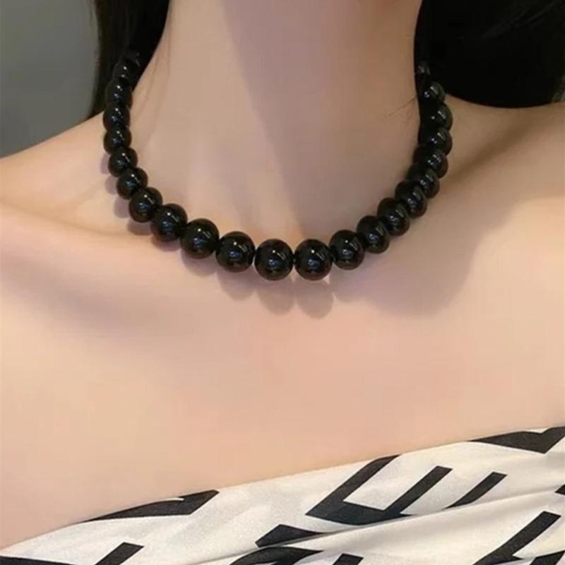 Y2k Colorful Round Bead Necklaces for Women OT Buckle Exaggerated Jewelry Gift Girls Vintage Punk Style Chokers Necklace