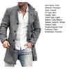 Men Overcoat Plaid Single-breasted Turndown Collar Long Sleeves Slim Mid-length Jacket Coat