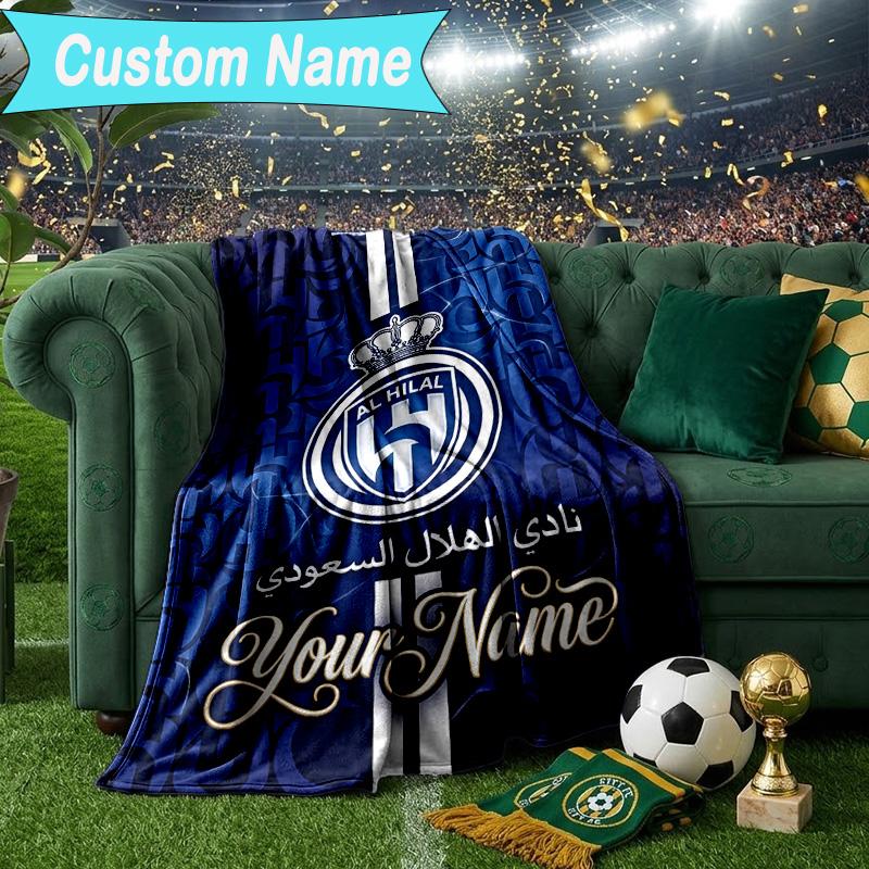 Custom Name Blanket Hilal FC Crest Blanket Bedding Blanket for Travel, Camping, Living Rooms, Offices, Sofas, Fan Christmas Gift