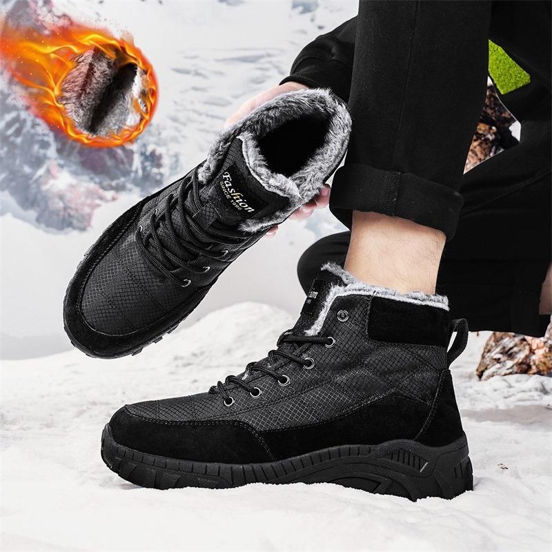 New Men's Snow Boots Versatile and Lightweight with Plush Insulation Trend High Top Outdoor Hiking Thick Cotton Shoes Size 38-48