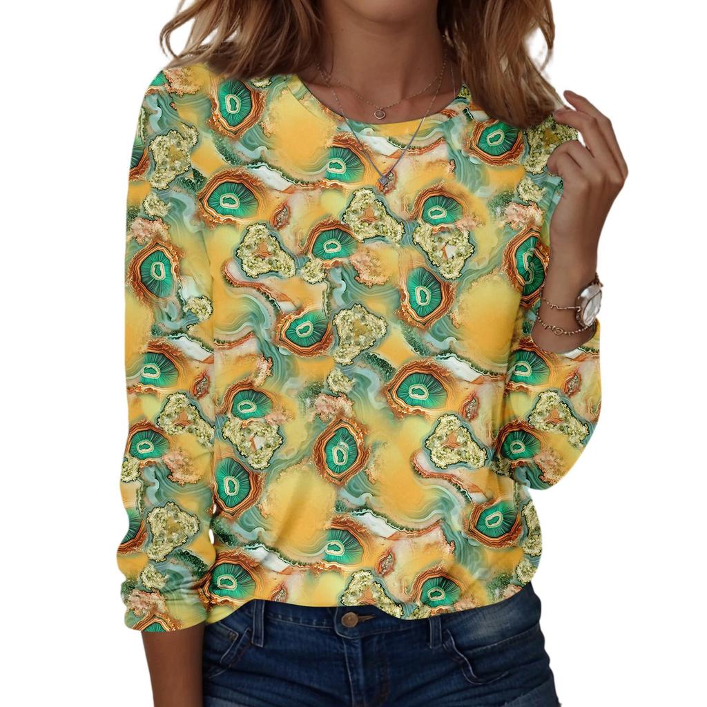 Košile s dlouhým rukávem pro ženy Roztomilý potisk Grafika Trička Halenky Běžné Velikosti Zásadní topy Pulovr
