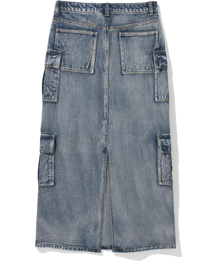 NOT4NERD W Denim Cargo Long Skirt - Deep Blue