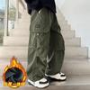 Kids Fleece Cargo Pants For Boys Girls Winter Spring