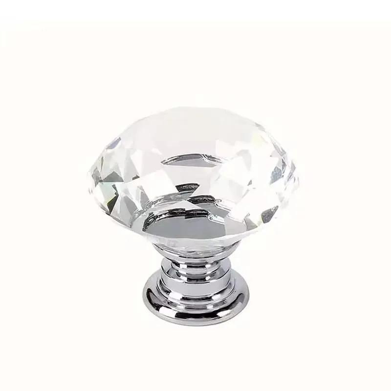 4/8Pcs 30mm Diamond Shape Design Crystal Glass Knobs Cupboard Drawer Pull Kitchen Cabinet Door Wardrobe Handles Hardware
