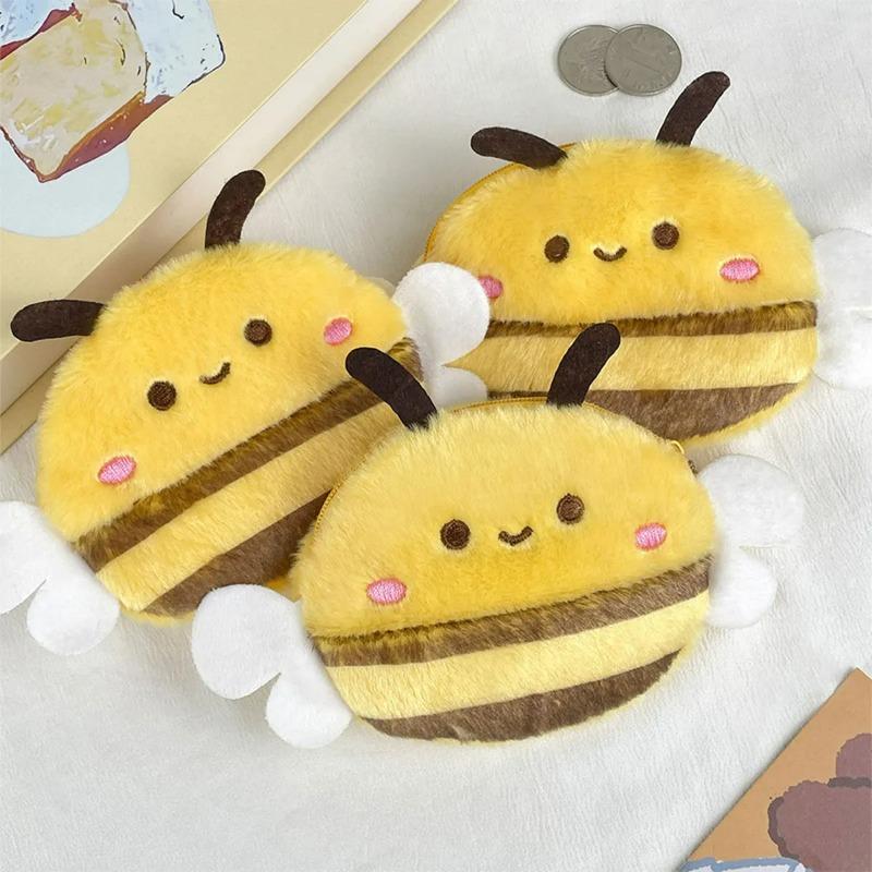 Mignon Porte-Monnaie Peluche Abeille Enfants Poupée Animal Dessin Animé Abeille Argent Sac Pendentif Mode Sac de Rangement Petit Sac Bureau Rangement