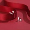 Sterling Silver S925 Antler Stud Earrings for Women - Cute Mini Deer Christmas 2024