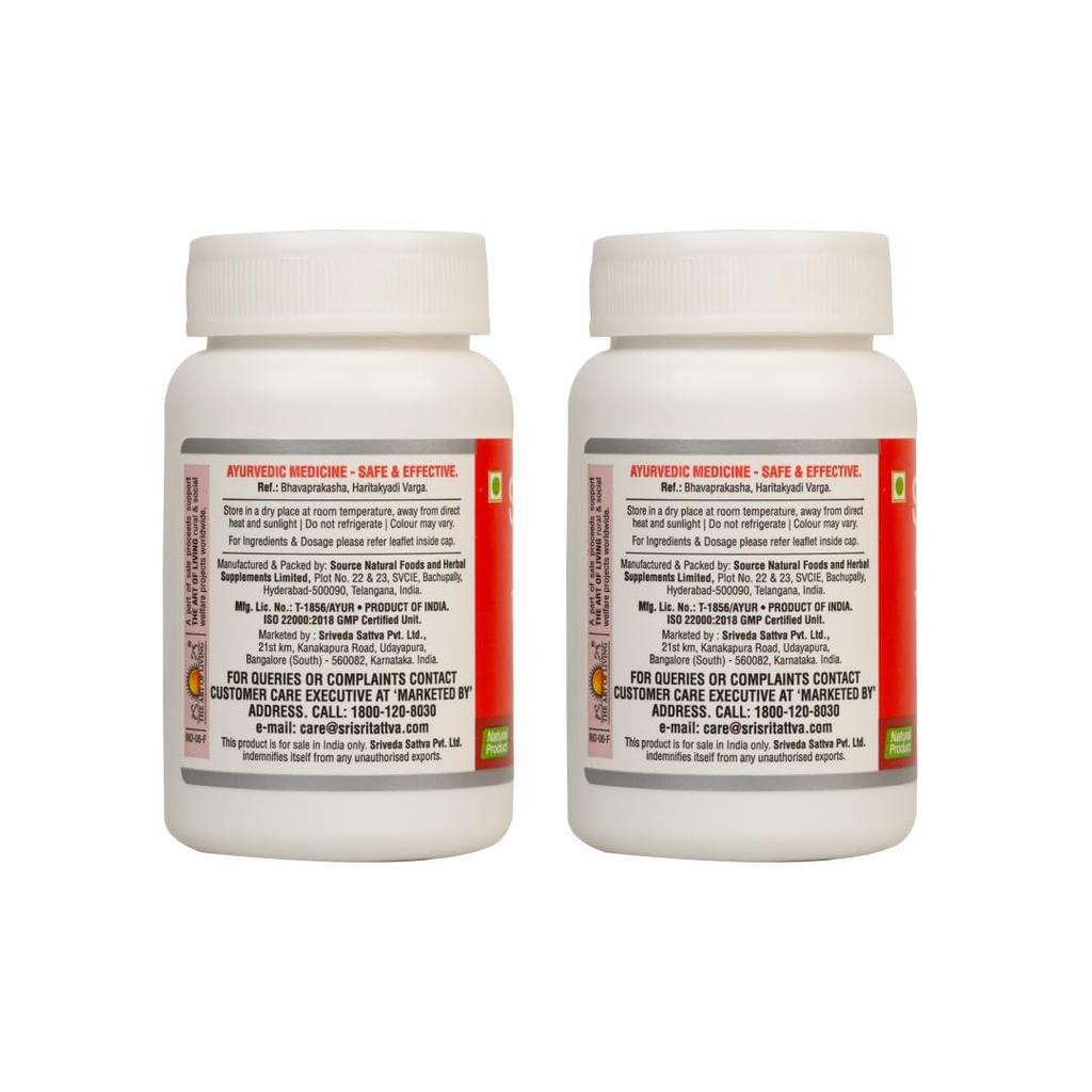 Sri Sri Tattva Triphala 500Mg Tablets 60Tab X Pack Of 2 | Herbal Digestive Supplement For Wellness