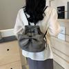 Suede bow backpack women's new texture small bag simple large capacity drawstring bucket backpack