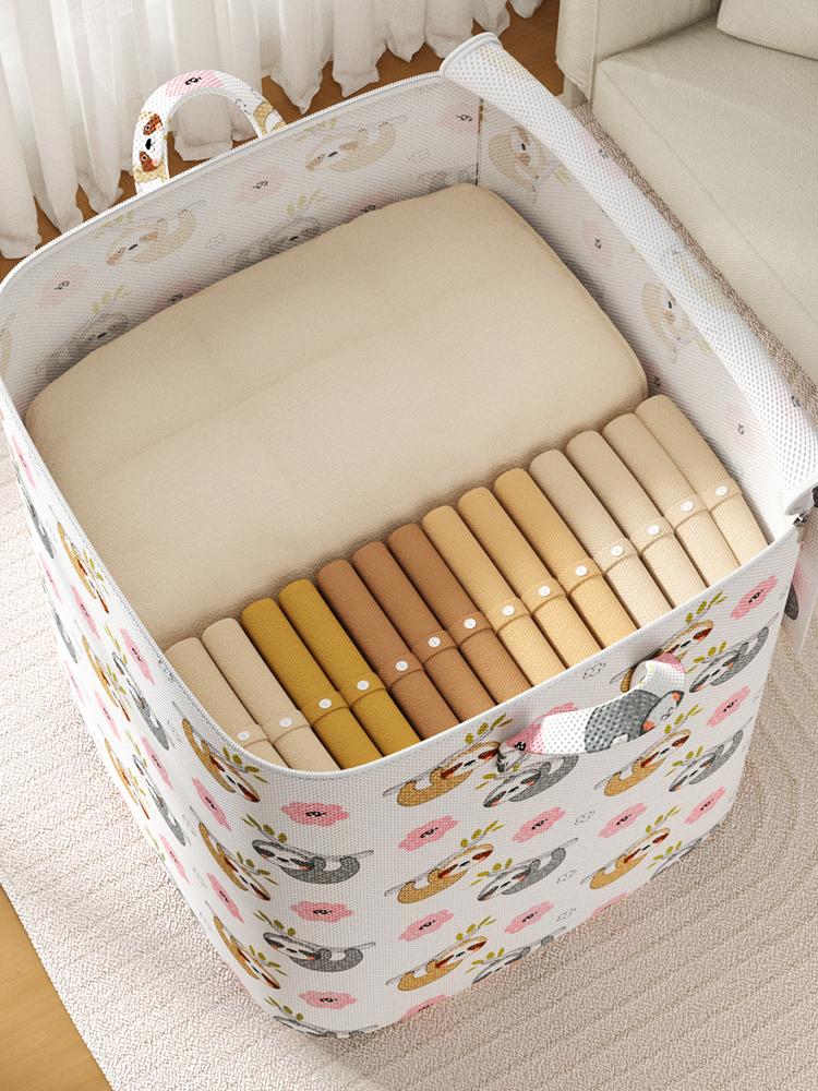 1pc Large Capacity Clothes Storage Bag Organizer With Reinforced Handle For Blankets Bedding Foldable With Zipper Storage Bag