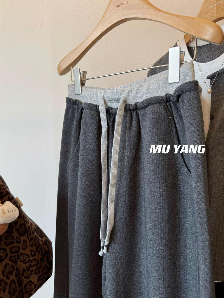 Women's Plus Size Fleece-Lined Wide-Leg Sweatpants - Autumn/Winter Versatile Casual Style