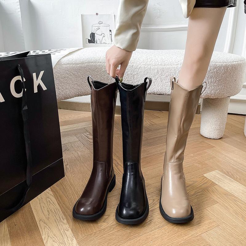 Fashion New Sexy High Boots Knee-high Leather Boots High Top Long Boot for Women Fashion Shoes 2024 Autumn Winter Booties Botas Mujer
