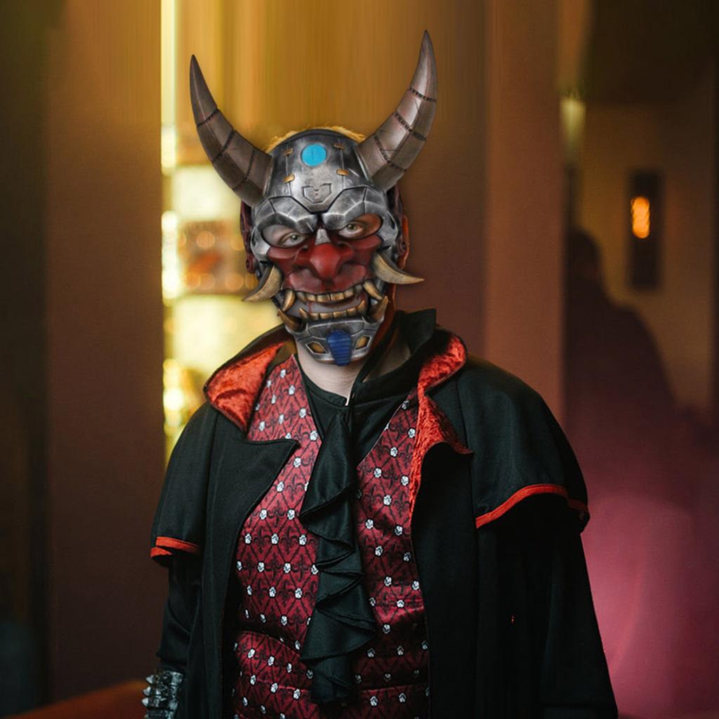 Halloween Japanese Mechanical Hannya Cos Dress Up Props Dance Party Resin Mask