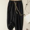 Retro Pendlerhose, Koreanische Version, Minimalistischer Stil Baumwoll-Leinen Weites Bein Lässige Hose Damen Locker Hängend Gerade Bein