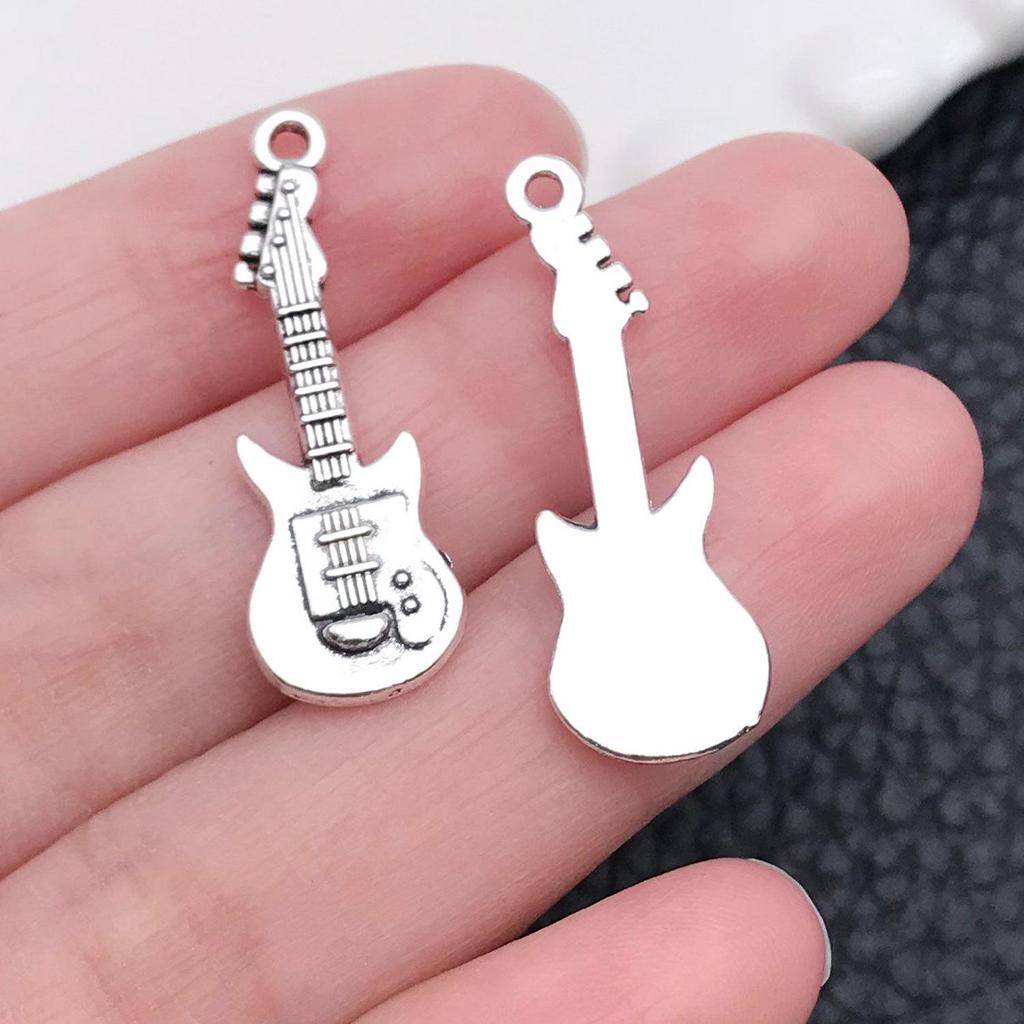 Mixed 30-Piece Musical Instrument Alloy Pendant Set with Guitar, Notes, and Mini Music Jewelry Accessories