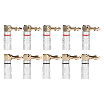 10 Pcs Banana Plugs 24K Copper Gold Plated Aluminum Case Right Angle Banana Plug for 4mm Speaker Cable Sound Jack