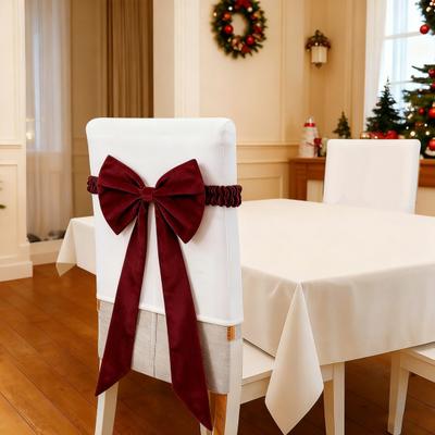 Faixas de Cadeira de Veludo Borgonha de Natal 11,8" x 29,5" Laço de Cadeira para as Costas para Banquete de Natal Casa Casamento Evento Decoração de Festa