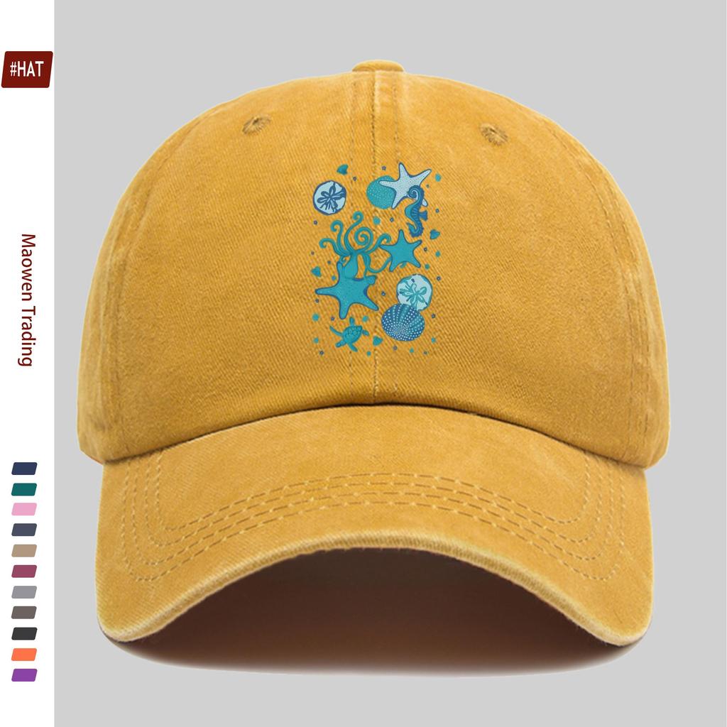 pc Marine Life Pattern Design Printed Baseball Cap Suitable for Spring Summer Printed Decorative Hat MultiColor Optional Co