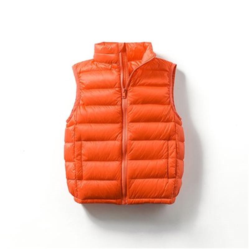Children s Slim Fit Down Vest - Unisex Stand-Up Collar Outerwear 120 cm оранжевый