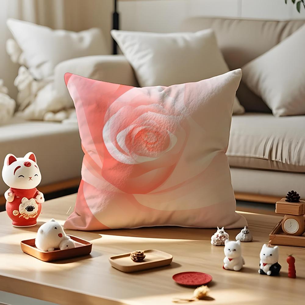 Abstract Rose Flower Pillow Case Antidustmite Pillowcase Invisible Zipper Silky Short Plush Sofa Cushion Cover
