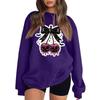 Women's Neck Long Sleeve Casual Loose Fit Sweatshirt Pullover with Color or Small Halloween Print