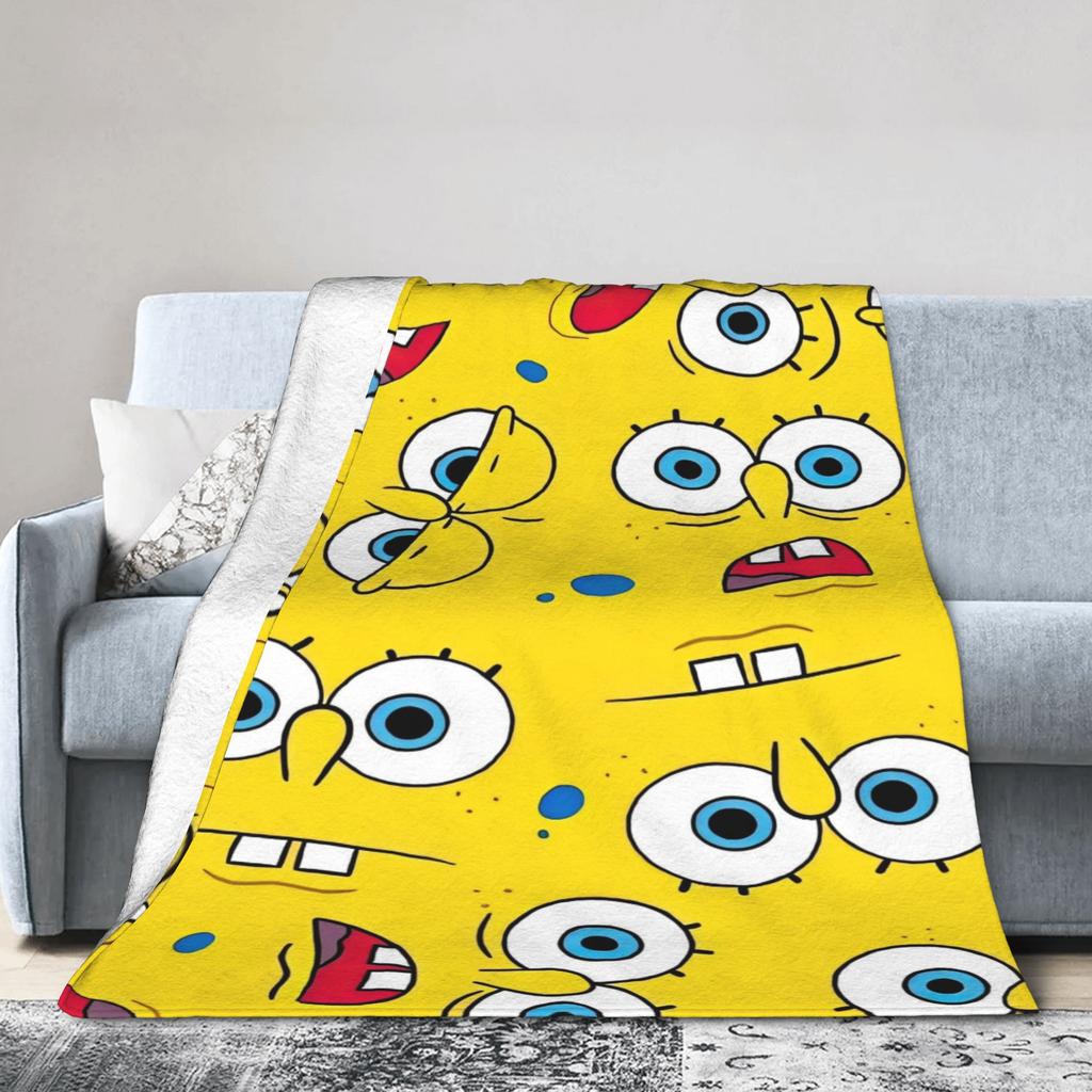 Cartoon Blanket Flannel Spring Autumn SpongeBob SquarePants Breathable Super Soft Throw Blankets for Bedding Car Bedspread