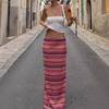 Gonna lunga dritta semplice a righe in maglia casual da donna per vacanze al mare