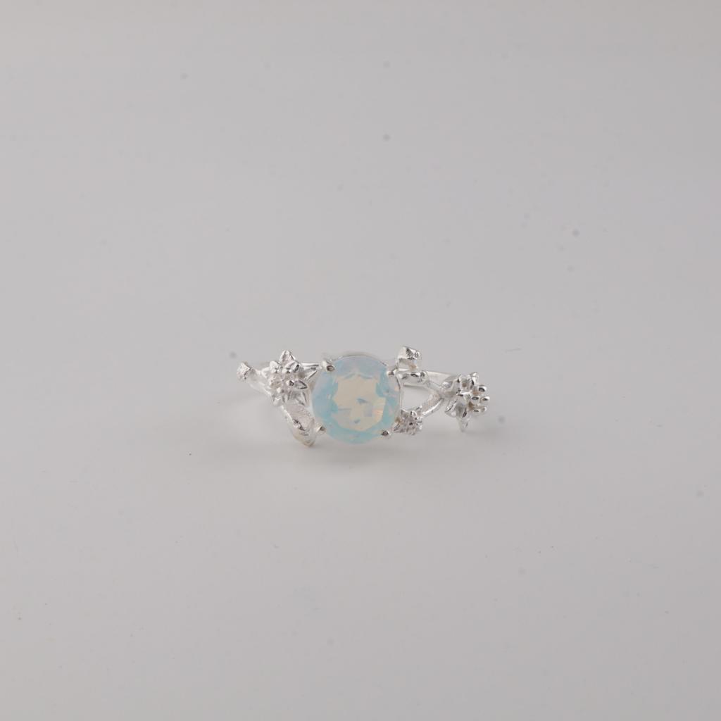 Milky Opal Gemstone Silver Customized Ring 925 Sterling Silver White Stone Ring, Opal Gemstone Jewelry CZR-14-20