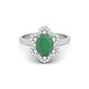 8X6MM Oval Green Onyx Gemstone 925 Sterling Silver Solitaire Halo Women Engagement Ring