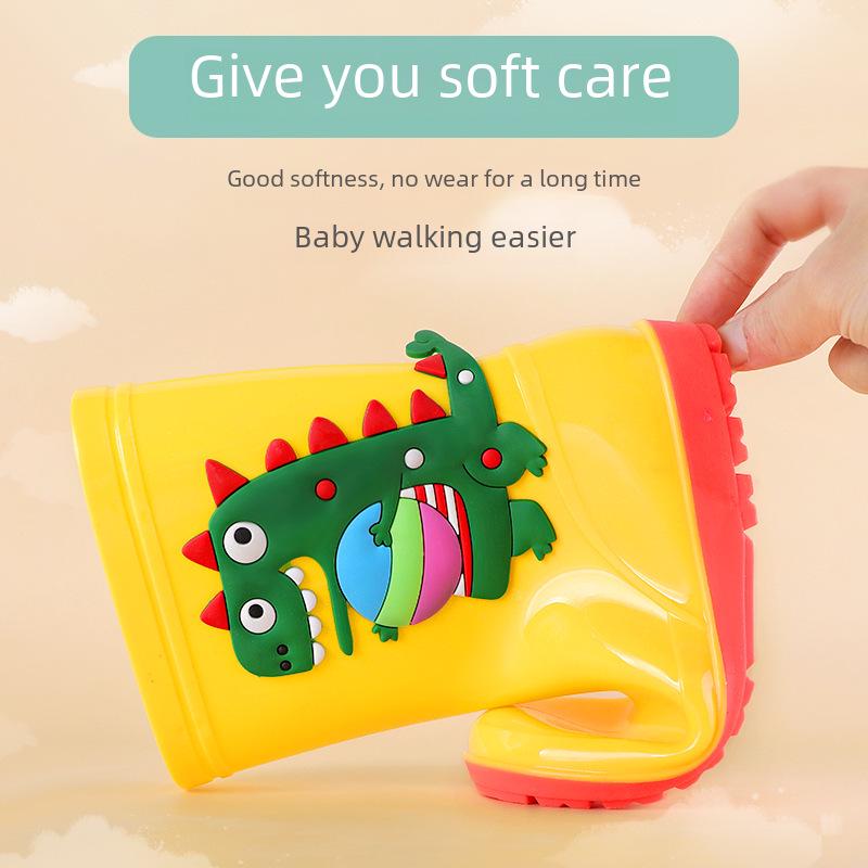 "Dinosaur Kids' Mid-Tube Rain Boots for Boys and Girls"