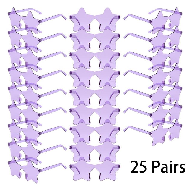 25 Pairs Rimless Star Shaped Sunglasses Men Fashion Cute Candy Color Beach Vacation Decor Shades Women Trendy Rave Sun Glasses