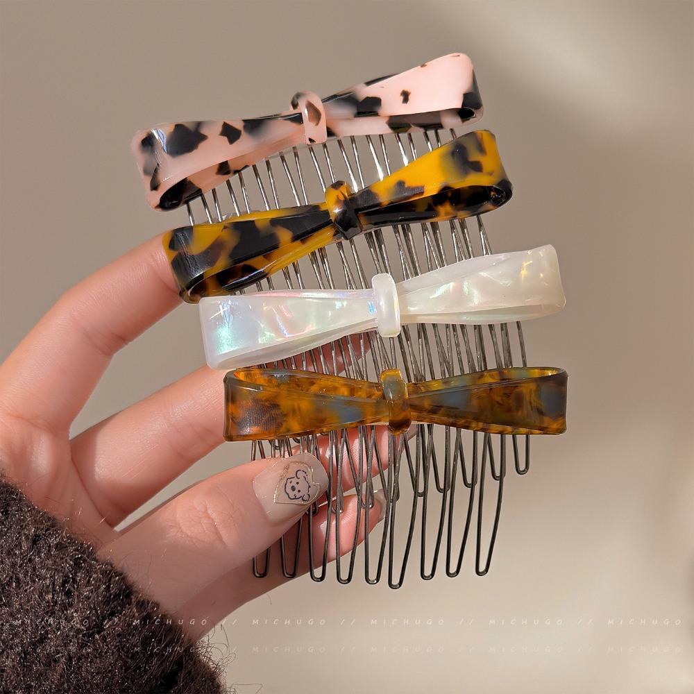 Classic Acetate Bow Metal Combs Hair Clip for Women Girls Bangs Collection Upside-down Hairpin Hair Accessories Styling Tool