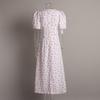 Summer New Women's V-neck Structured Shoulder High Waist Long Floral Print Short Sleeve Dress, European & American Style