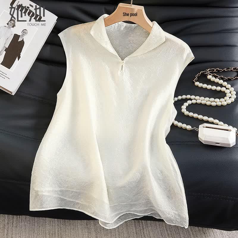 Women s Elegant Lightweight Chinese Style Tank Top S бежевый