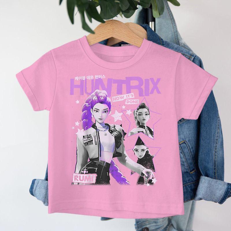 New KPop Demon Hunters Saja Boys Cartoon Boys T-shirt Round Neck Print Fashion Casual Top Children's T-shirt Kids Clothing