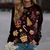 Women's Fashion Casual Long Sleeve Christmas Printed  Neck Sweatshirt Top
