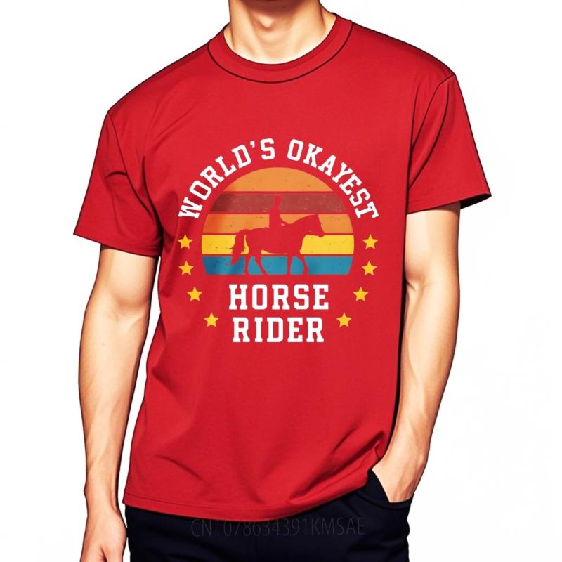 Vintage Tshirt Minimalist Tshirt Adult Unisex Round Neck tshirt Casual Worlds Okayest Horse Rider Sunset Design Cool Boys tops 4XL