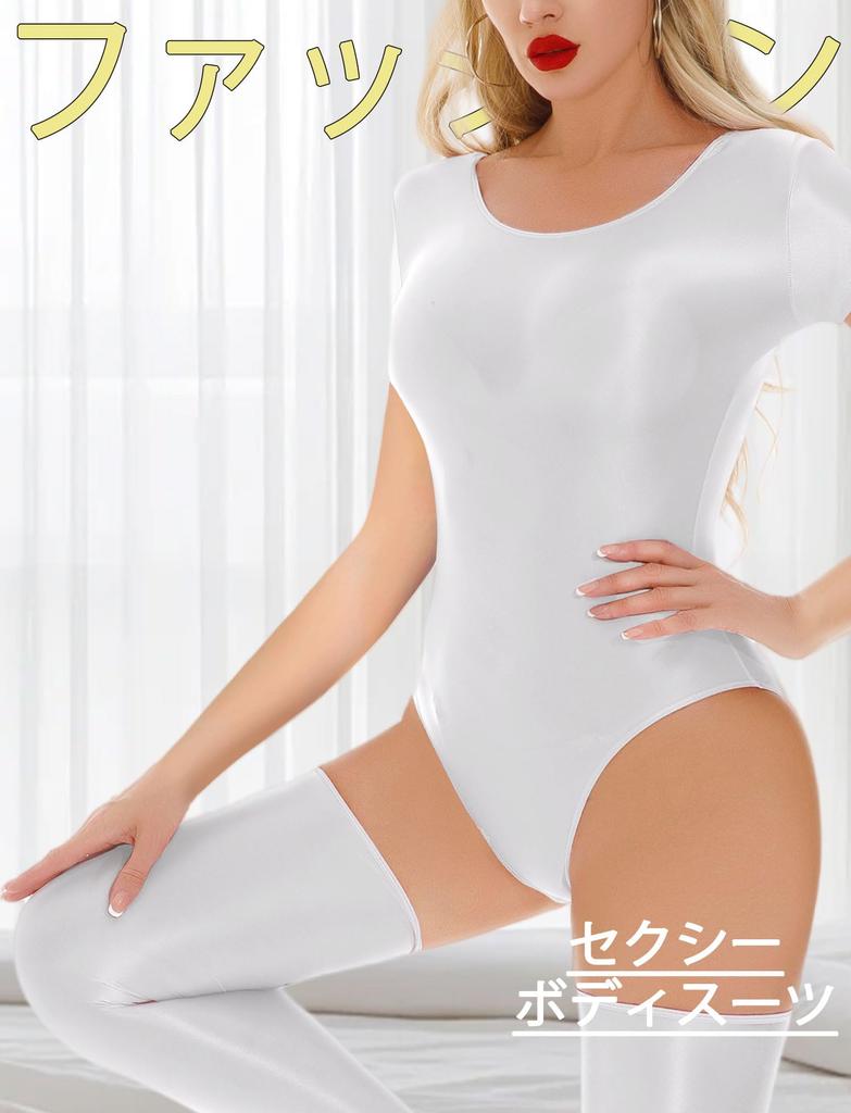 Swimsuit One High Short Sports M [Maeau] Women's Bodysuit, Shiny, Leotard, Stylish, Smooth, Innerwear, Stretch, Piece, Sexy, Leg, Sleeve, Jumper,