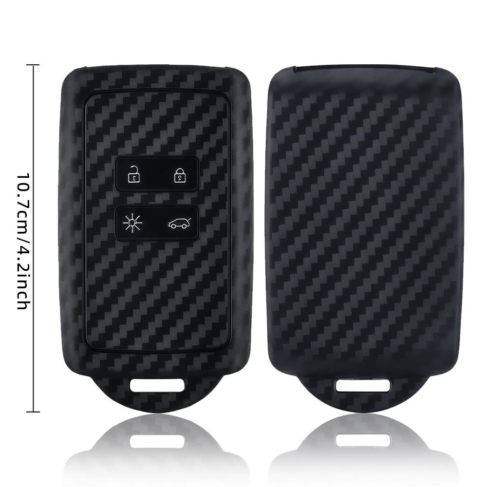 Silicone Carbon Car Key Case Cover For Renault Koleos Kadjar Captur Megane Talisman Espace Clio Zoe Scenic Arkana Dacia Sandero