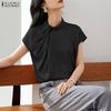 ZANZEA Elegant Women Casual Twisted Neck Sleeveless Satin Smooth Blouse