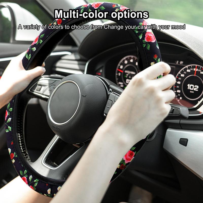 Floral Auto Steering Wheel Covers Steering Wheel Cushions Comfort Grip Protector Universal Floral Car Automotive Cushions
