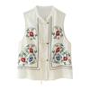 European and American French Women's Clothing Design Flower Embroidered Top 4786003