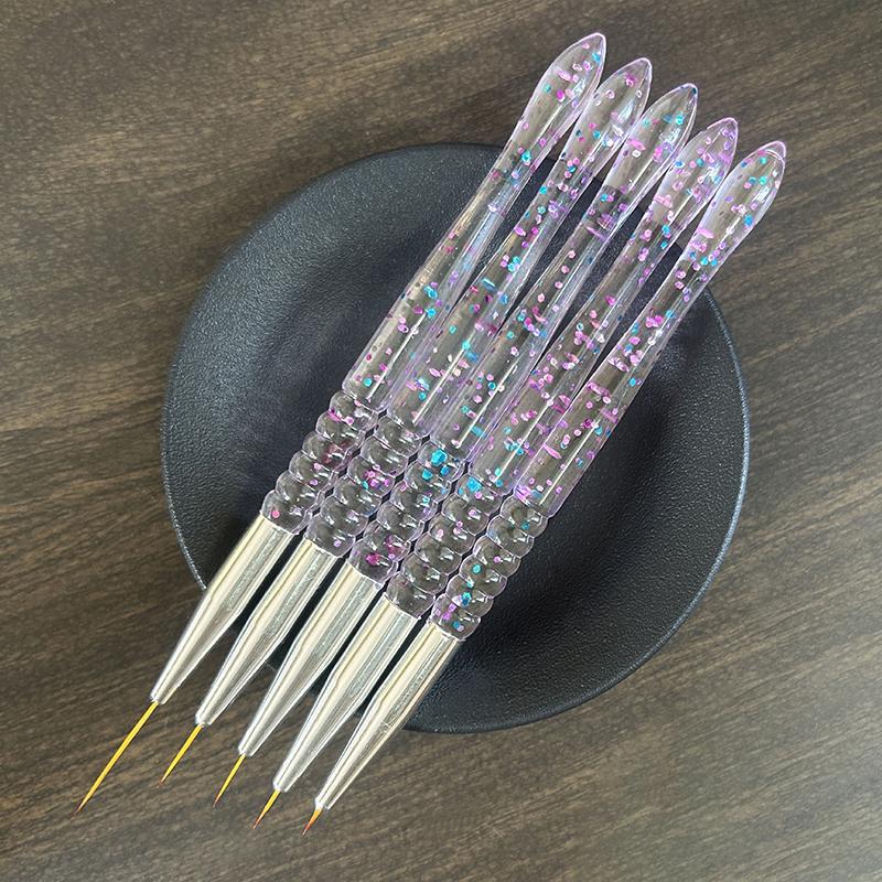 5Pcs Acrylic French Stripe Nail Art Liner Brush Set Ultra-Thin Line Drawing Pen Uv Gel Manicure Painting Brush