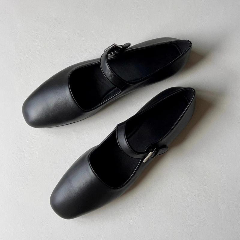 

High sense~ sheepskin soft sole genuine leather Mary Jane single shoes women s shoes one-word buckle flat shoes small leather shoes ladyshoes 40
