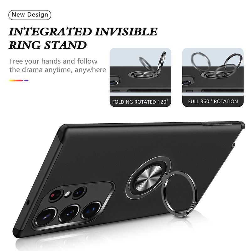 Samsung S23 Ultra Car Mount Case: Magnetic, Anti-Fall, Full Coverage with Hidden Ring Holder