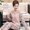 Women's Plus Size Knitted Cotton Home Wear for the Middle-Aged and Elderly - Suitable for Autumn and Spring