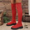 Fashion Stretchy Knit Over The Knee Long Boots for Women 2025 Autumn Fashion Thick Sole Non Slip Thigh High Boots Woman Plus Size 35-43