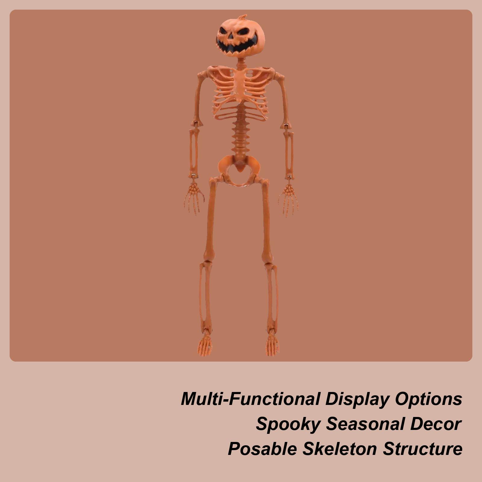 Halloween Horror Pumpkin Human Skeleton 90cm Skull Pumpkin Man Realistic Human Bones Human Full Body Bones Halloween Decor