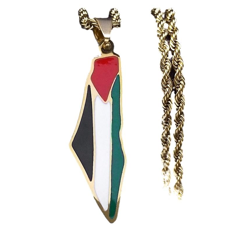 Stainless Steel Fashionable Map Pendant Necklace For Cross-border E-commerce