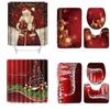 Elegant 4pcs Christmas Shower Curtain And Toilet Cushion Set For Joyful Bathroom Style